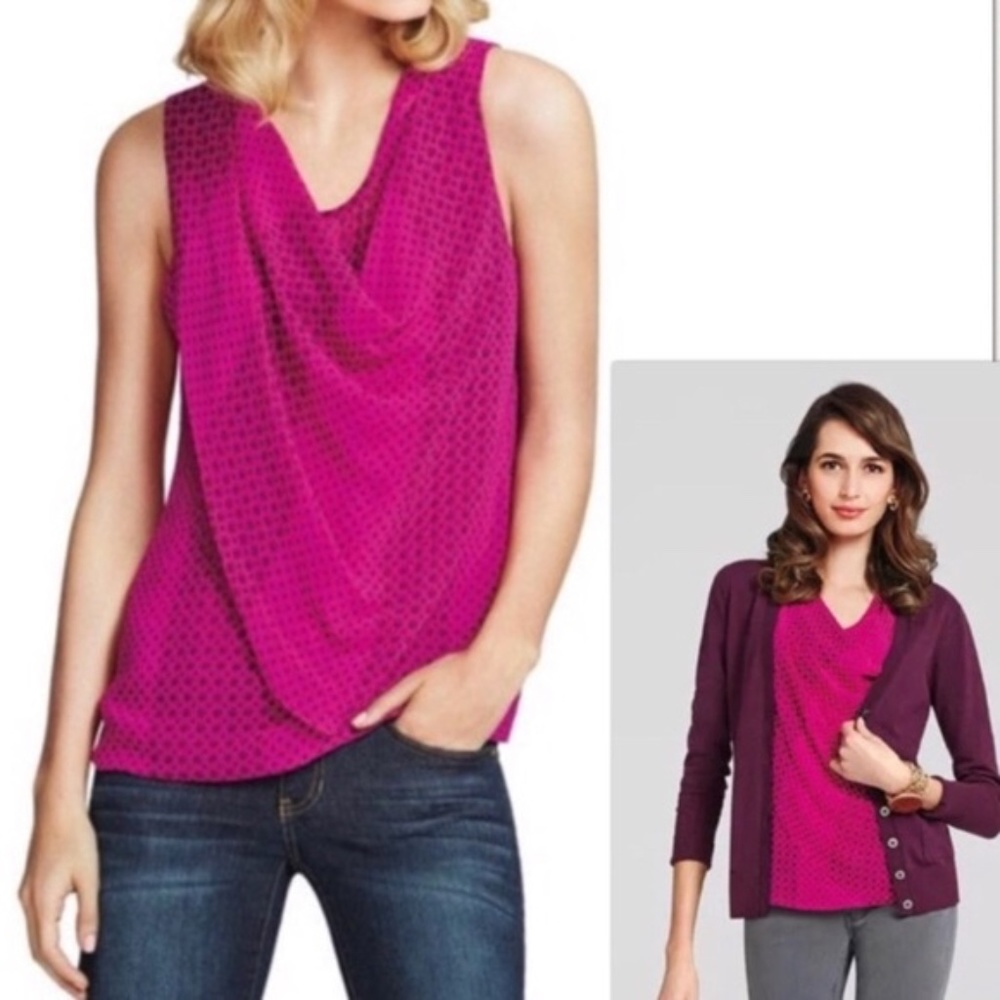 CAbi Brilliant Blouse Magenta Sleeveless Chiffon Shirt Style #983 - Size M